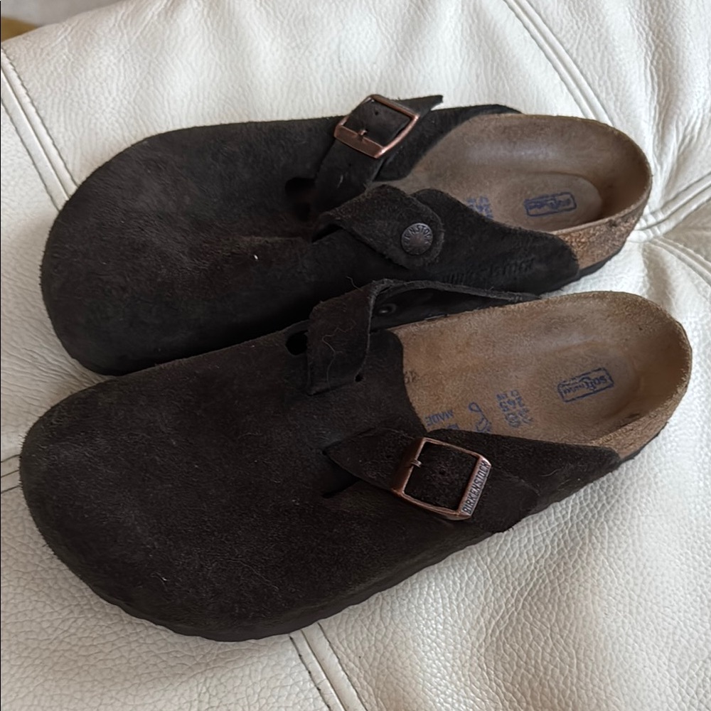 Birkenstock Boston Brown Suede Clogs